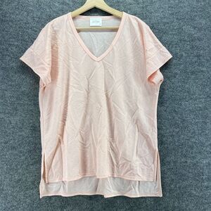 5/$45 Justique T-Shirt Women M Medium Pink V-Neck Short Sleeve Pullover Rayon